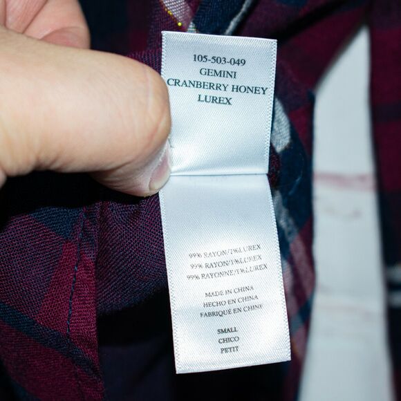 Rails Gemini Button up Flannel Shirt Metallic Plaid Women's Size Small - Picture 5 of 9